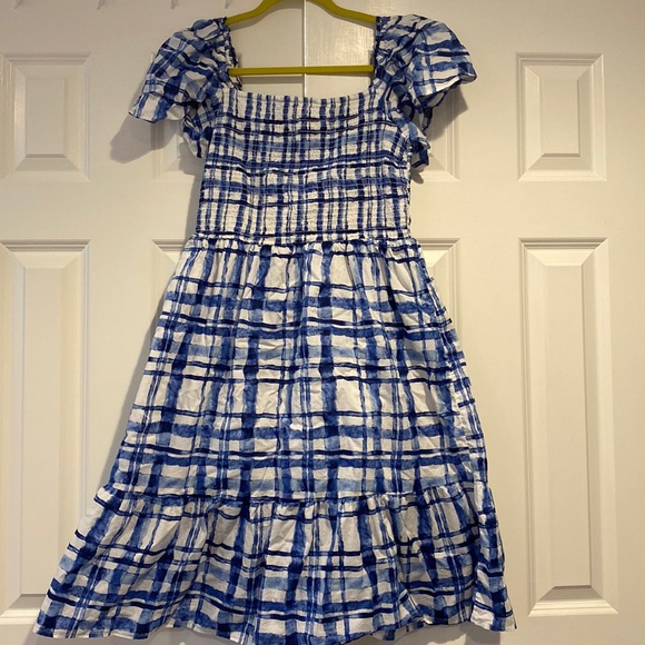 GREEN PLAID FLUTTER SLEEVE DRESS